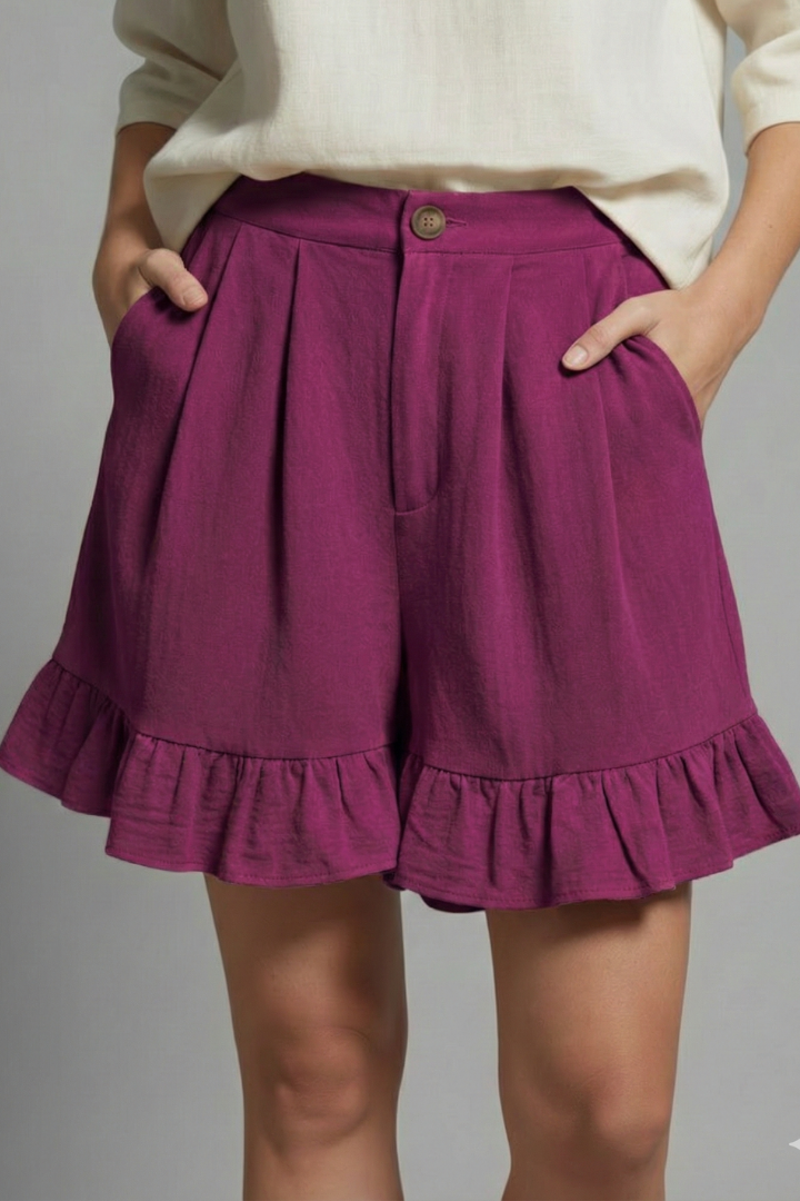 Tessa | Women’s High-Waisted Ruffle Hem Shorts