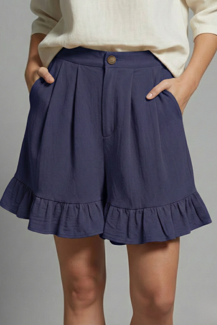 Tessa | Women’s High-Waisted Ruffle Hem Shorts