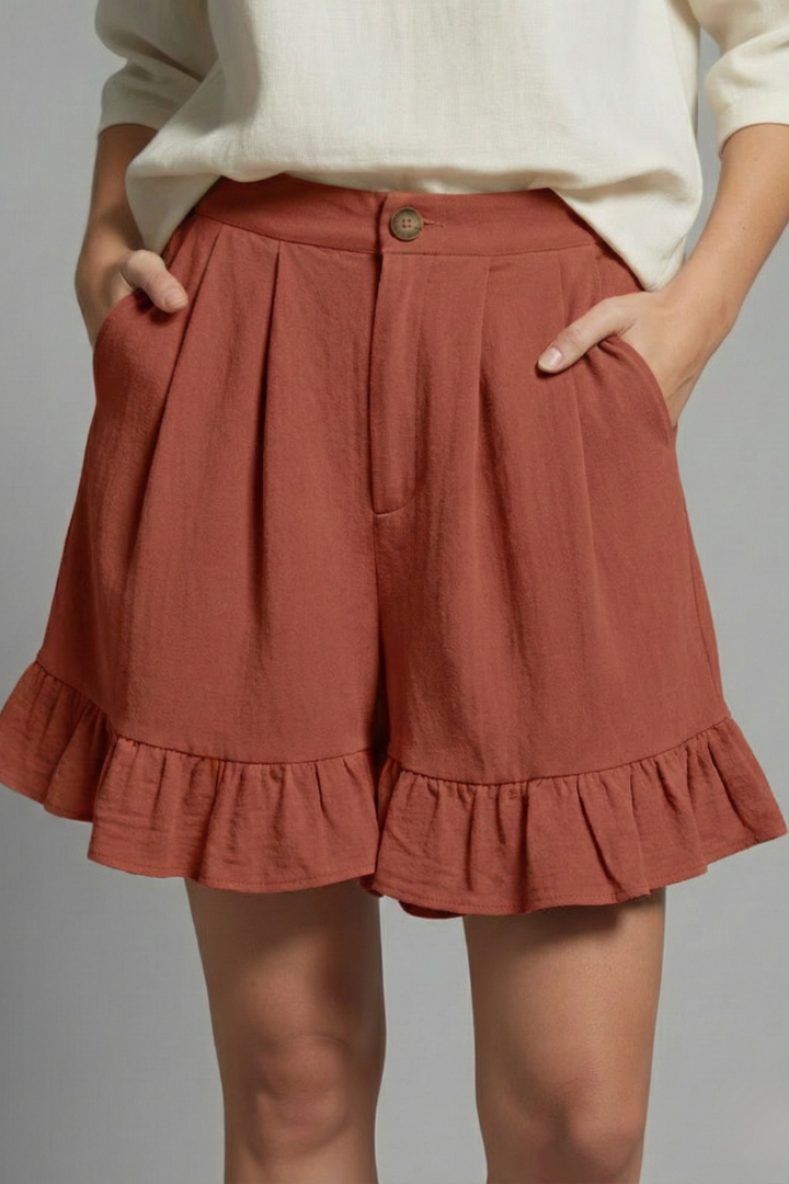 Tessa | Women’s High-Waisted Ruffle Hem Shorts