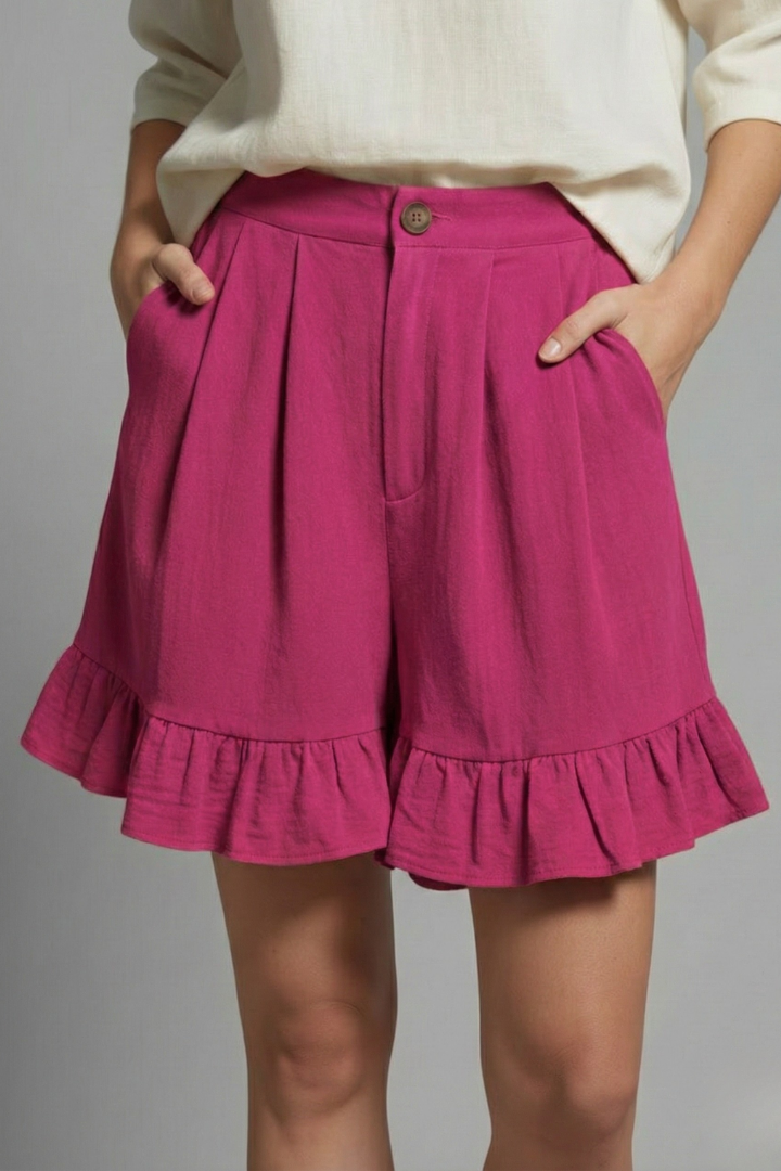 Tessa | Women’s High-Waisted Ruffle Hem Shorts