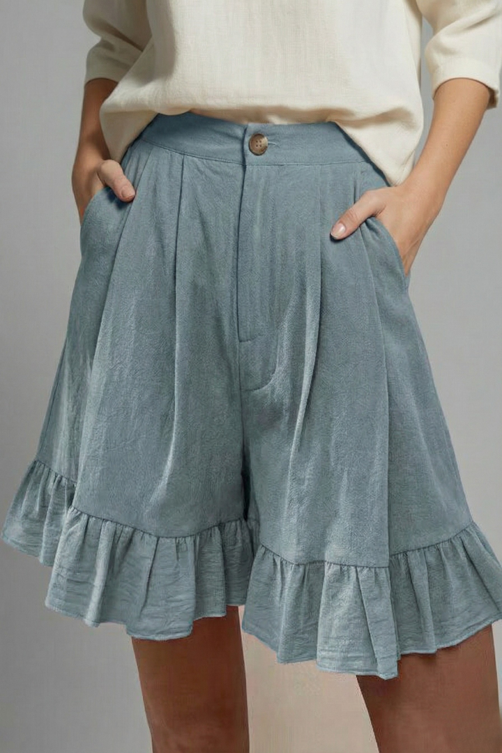 Tessa | Women’s High-Waisted Ruffle Hem Shorts