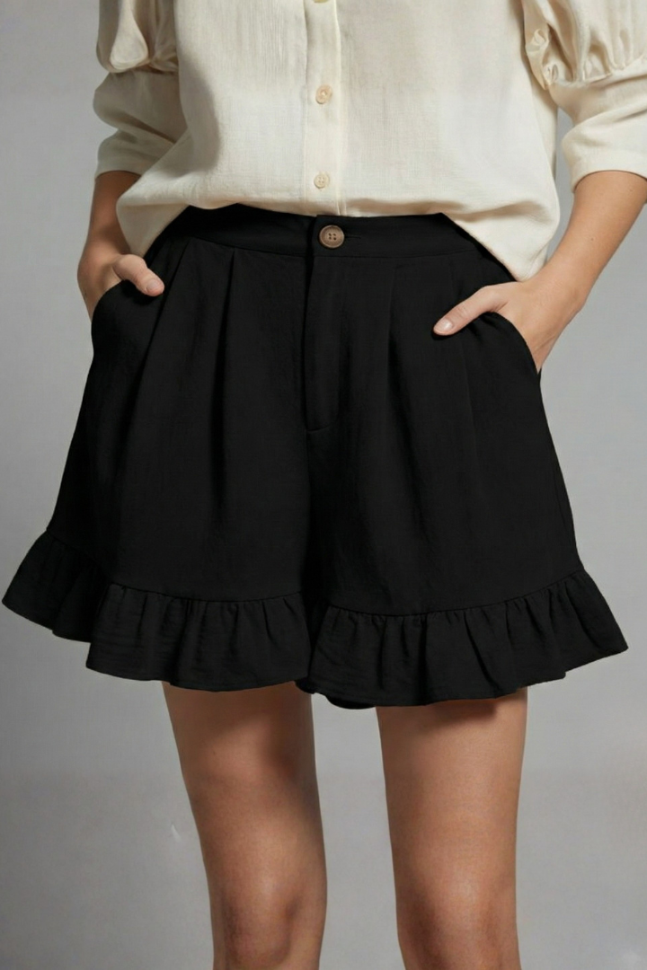Tessa | Women’s High-Waisted Ruffle Hem Shorts