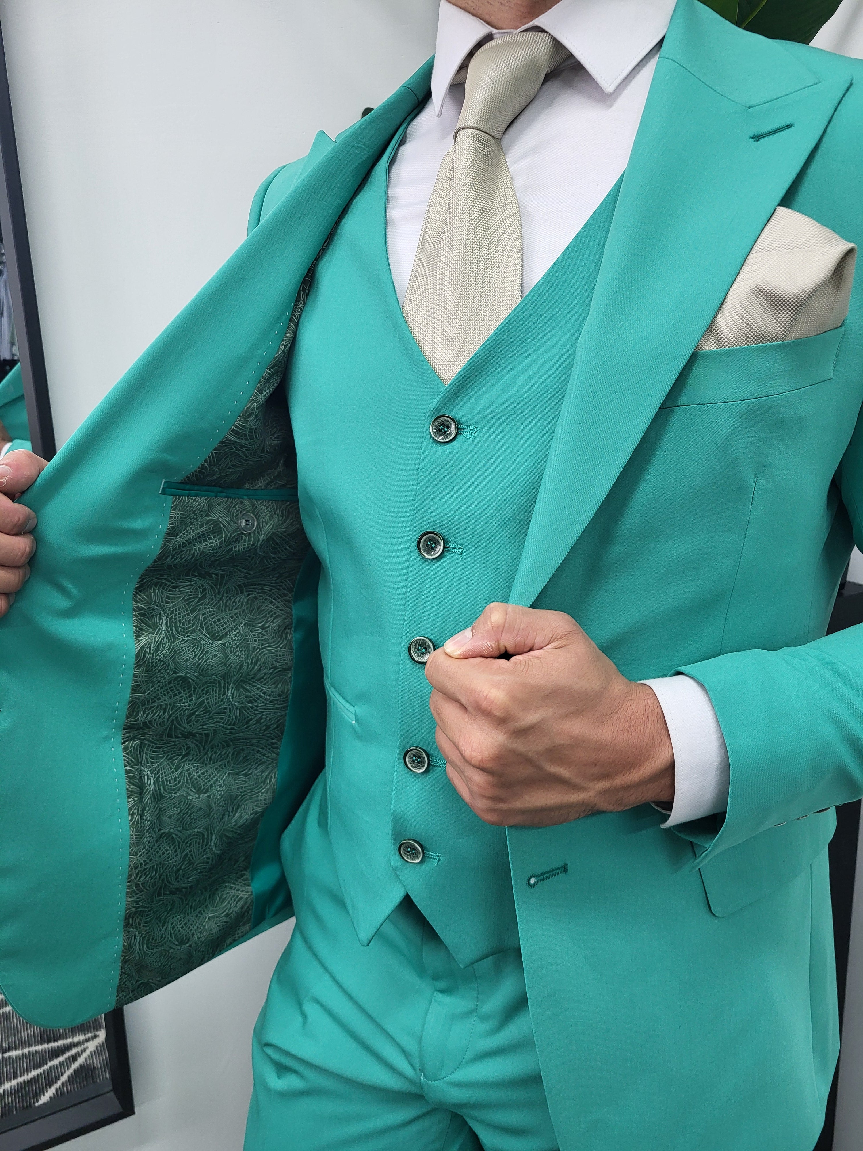 Tulum Turquoise Men’s 3-Piece Classic Suit