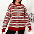 Women's Fair Isle Crew Neck Sweater with Relaxed Fit 0