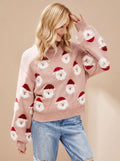 Women's Oversized Christmas Sweater with Santa Motif and Crew Neck 0