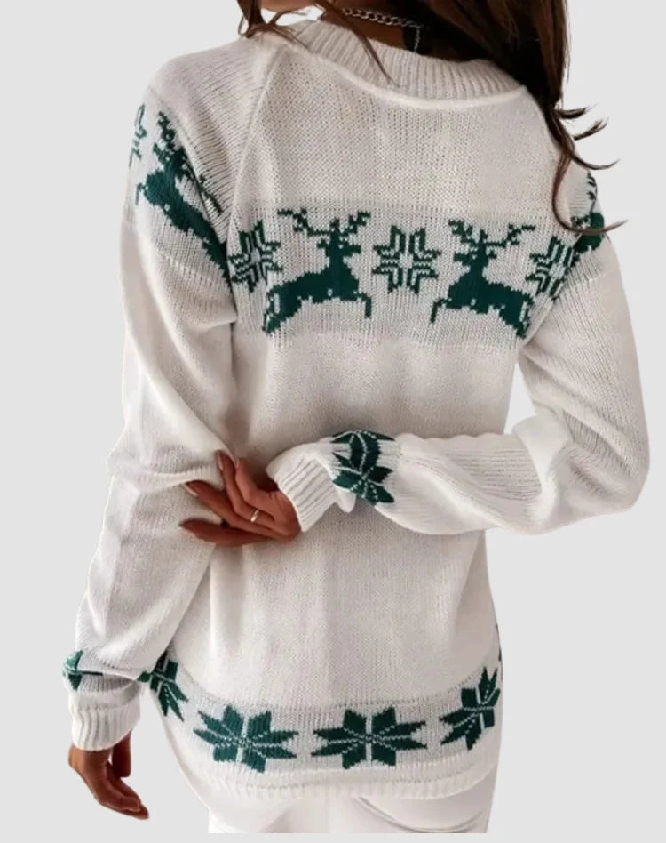 Women's Oversized Loose Fit Knitted Christmas Sweater with Reindeer Design 5