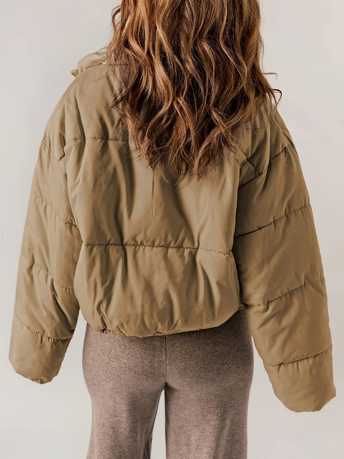 Women's Quilted Loose Fit Puffer Jacket with Full-Zip Closure 3