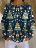 Women's Relaxed Fit Christmas Knit Sweater with Festive Pattern 0