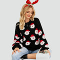 Women's Relaxed Fit Christmas Sweater with Knitted Santa Motif 0