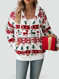 Women's Soft Fleece Christmas Hoodie with Zipper and Pockets 0