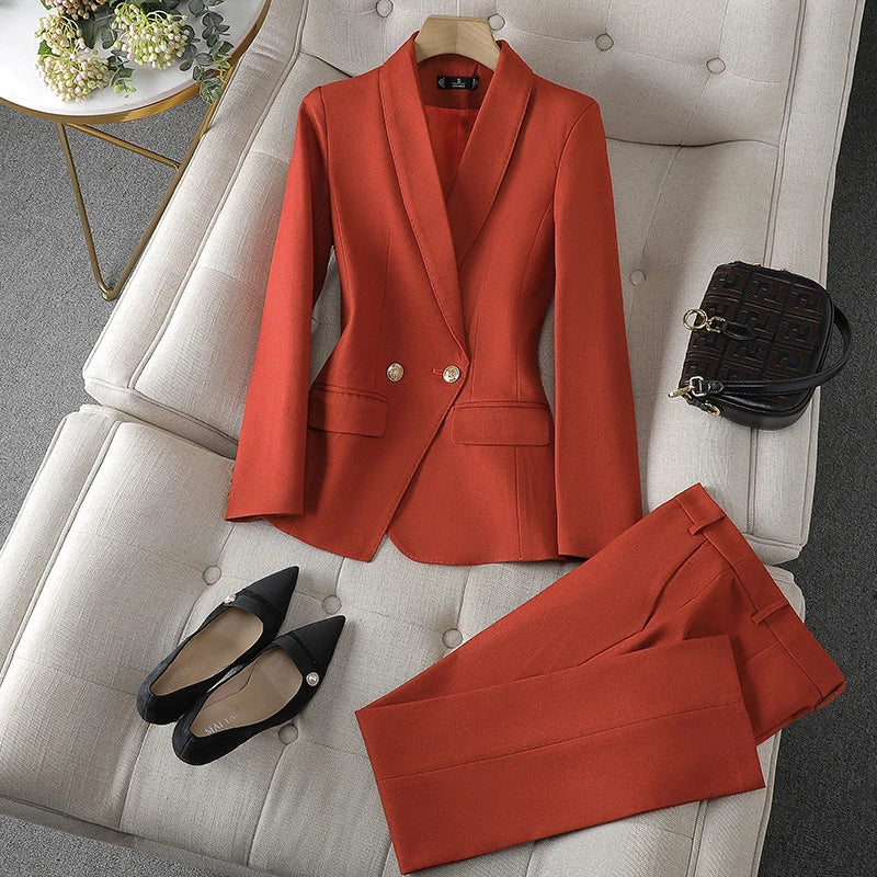 Women's Tailored Blazer and Straight-Leg Trouser Set 2