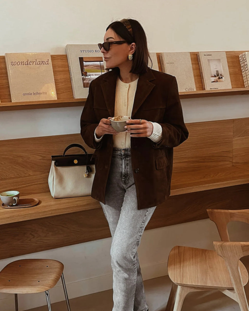 Women's Tailored Faux Suede Blazer with Structured Shoulders 2
