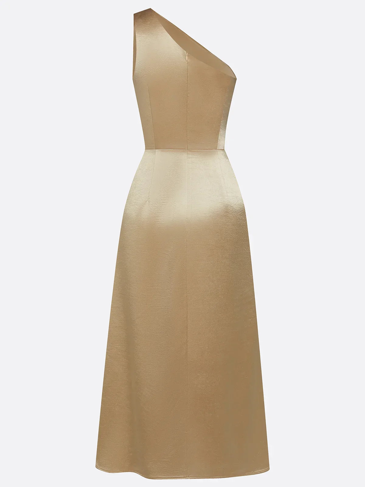 Women's Midi Dress One-Shoulder Ruched Satin Wedding Guest Outfit