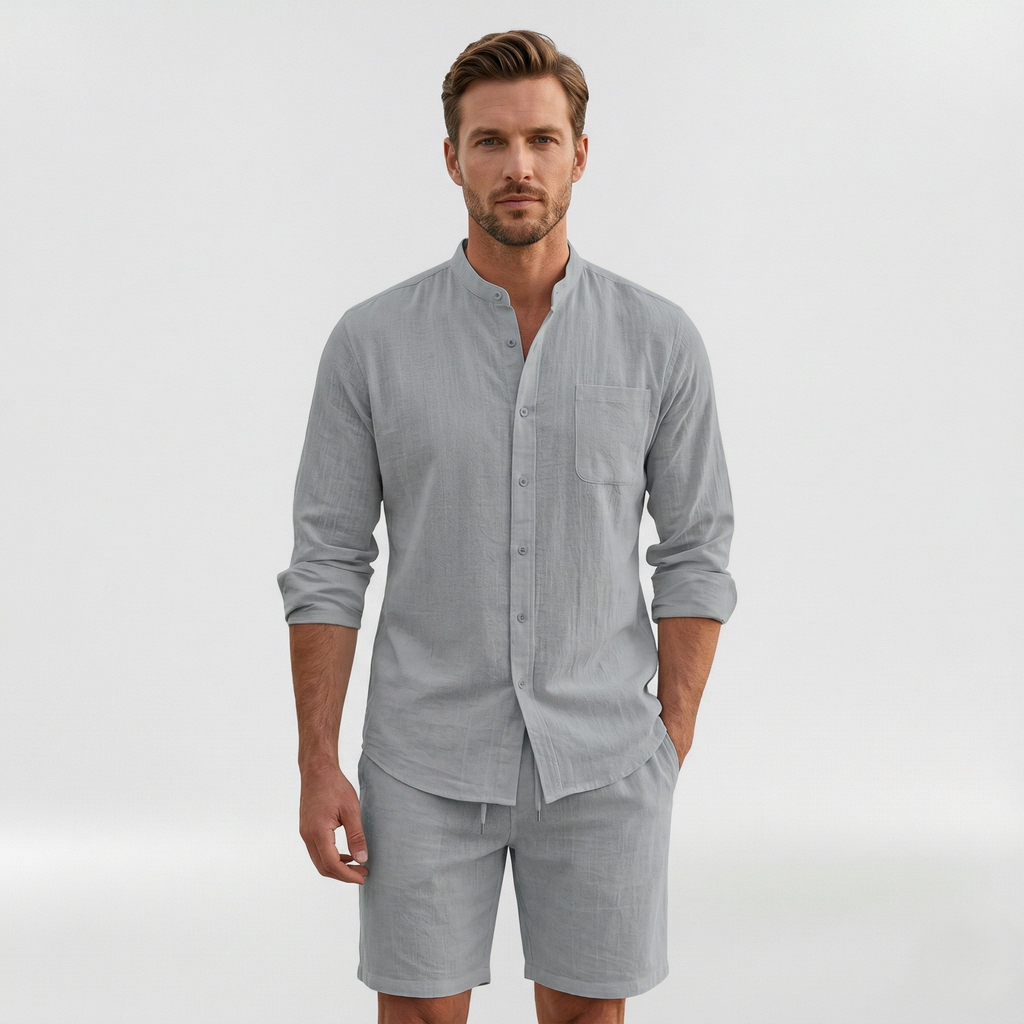Men’s Relaxed-Fit Shirt and Shorts Set for a Casual Summer Style
