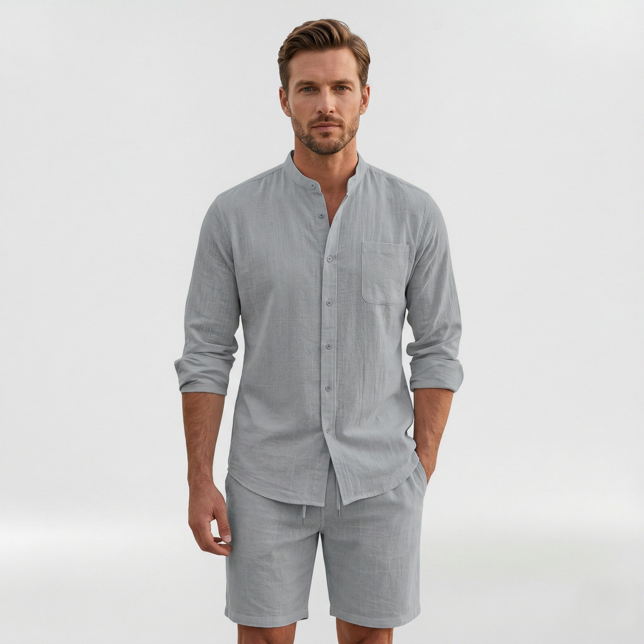 Men’s Relaxed-Fit Shirt and Shorts Set for a Casual Summer Style