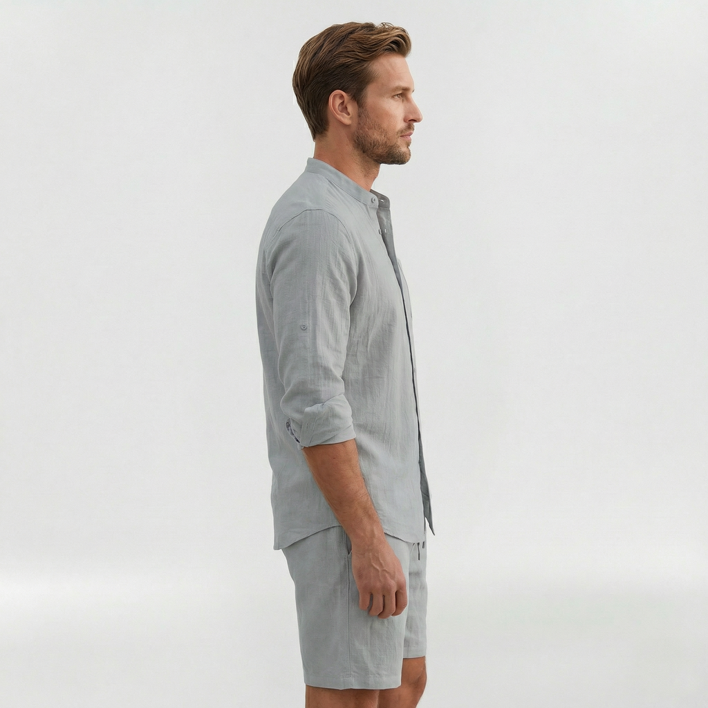 Men’s Relaxed-Fit Shirt and Shorts Set for a Casual Summer Style