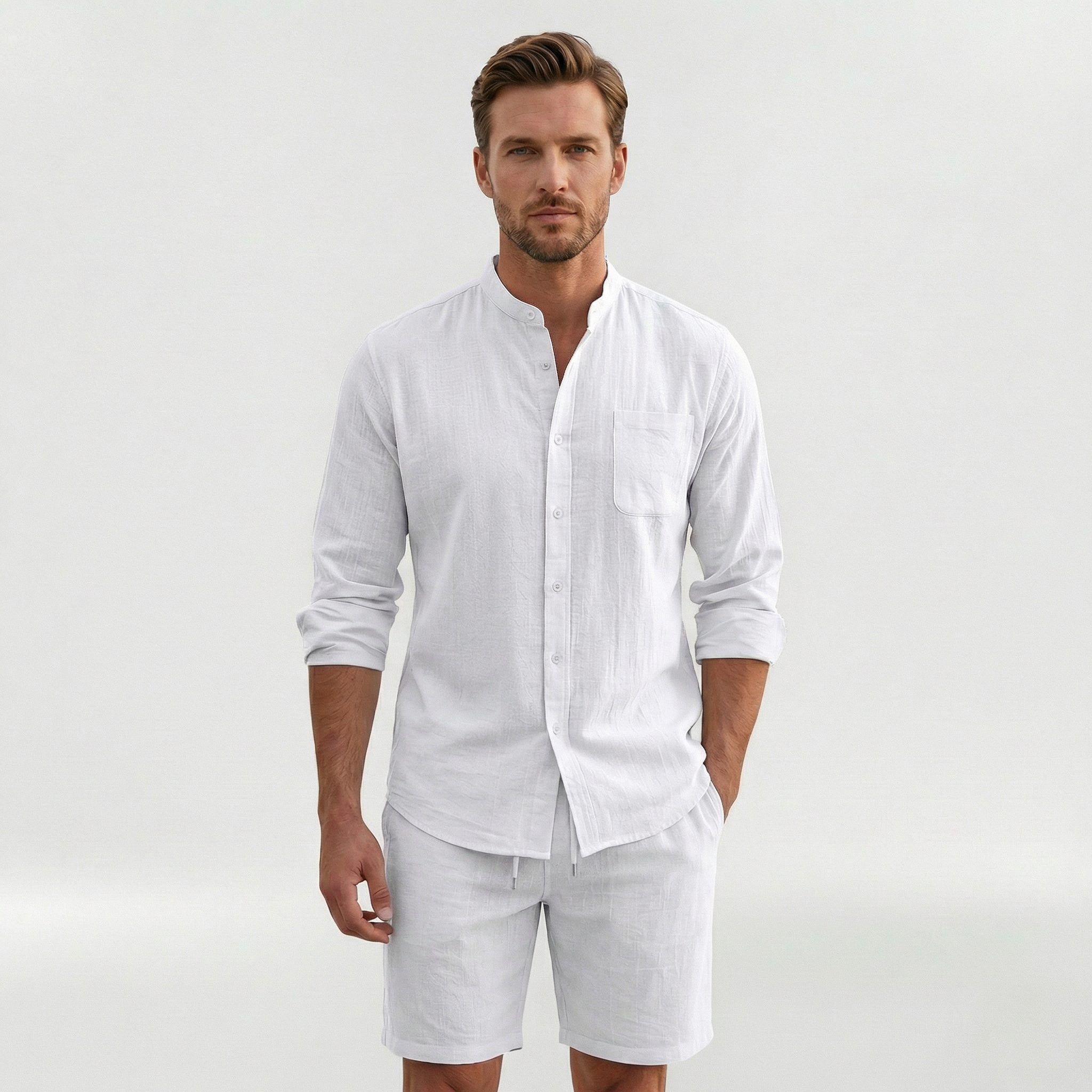 Men’s Relaxed-Fit Shirt and Shorts Set for a Casual Summer Style