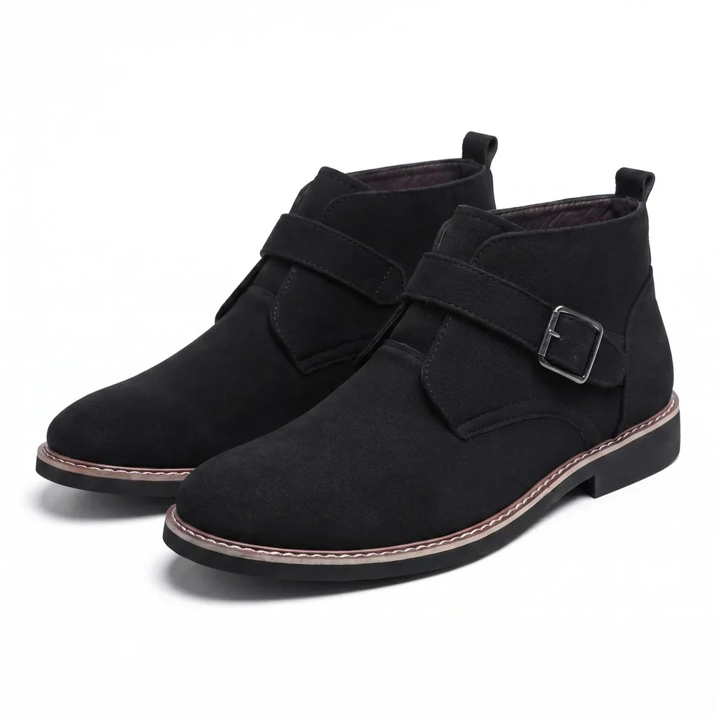 Suede Monk Strap Boots