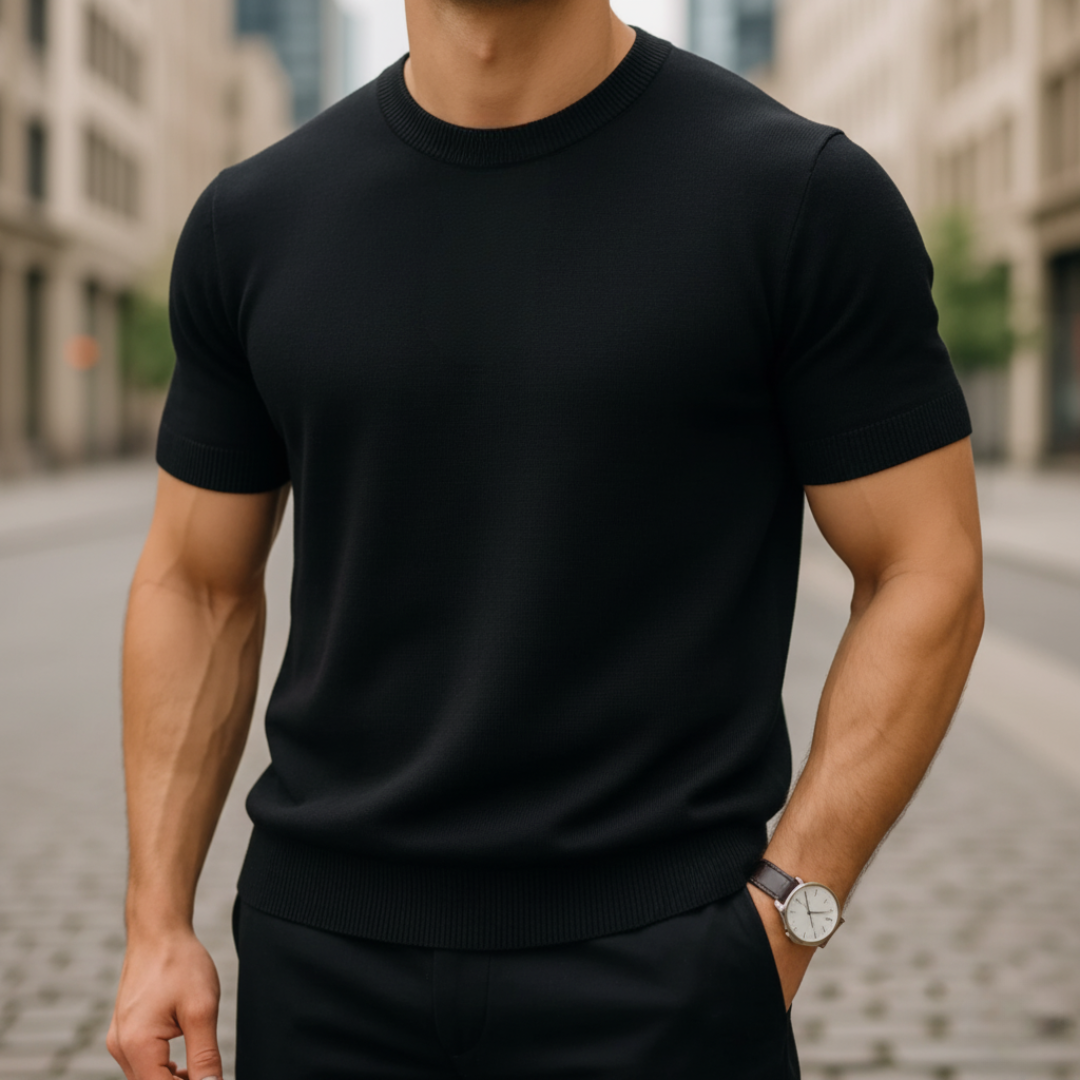 Men’s Short-Sleeve Cashmere Sweater