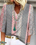 Mosaic Relaxed V-Neck Top