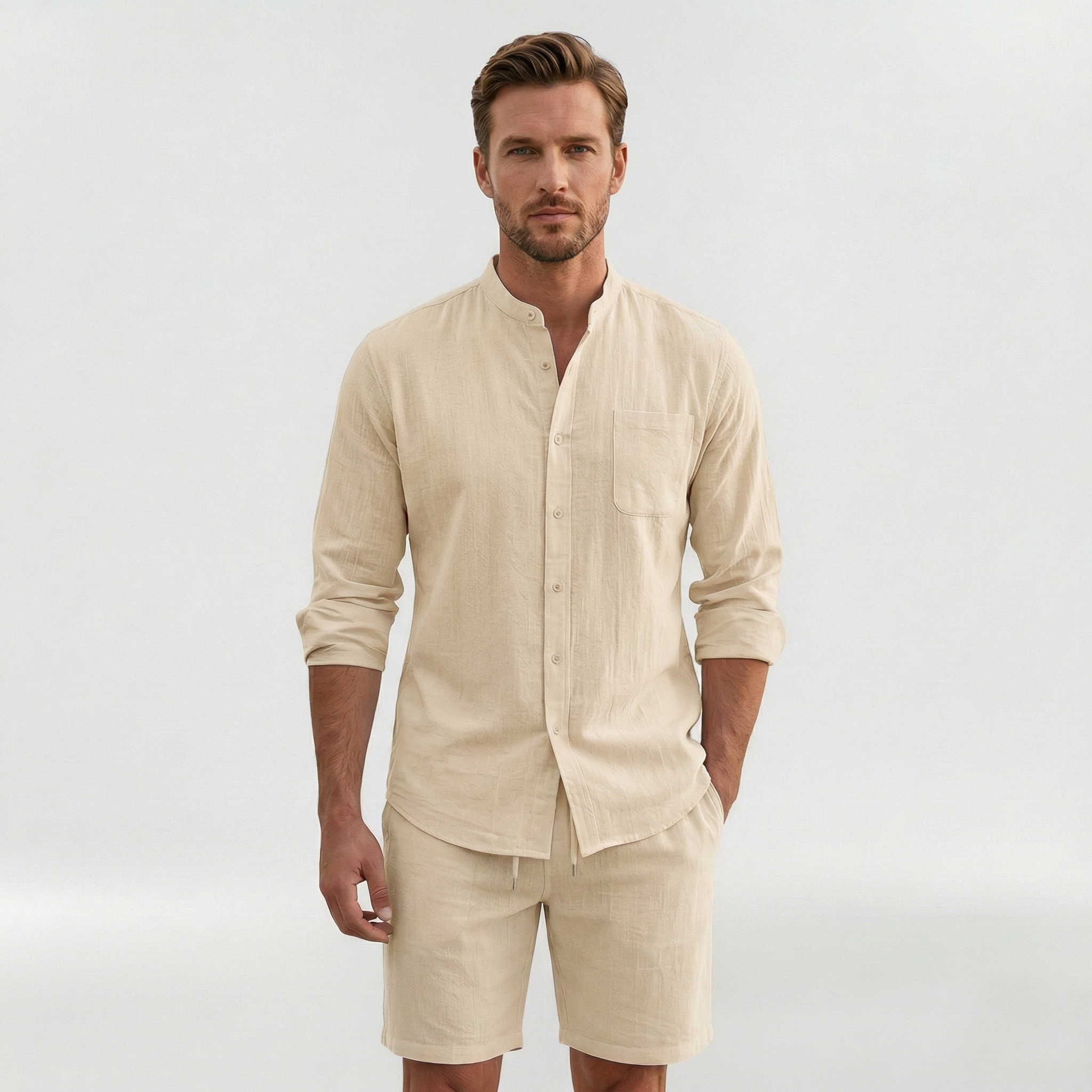 Men’s Relaxed-Fit Shirt and Shorts Set for a Casual Summer Style