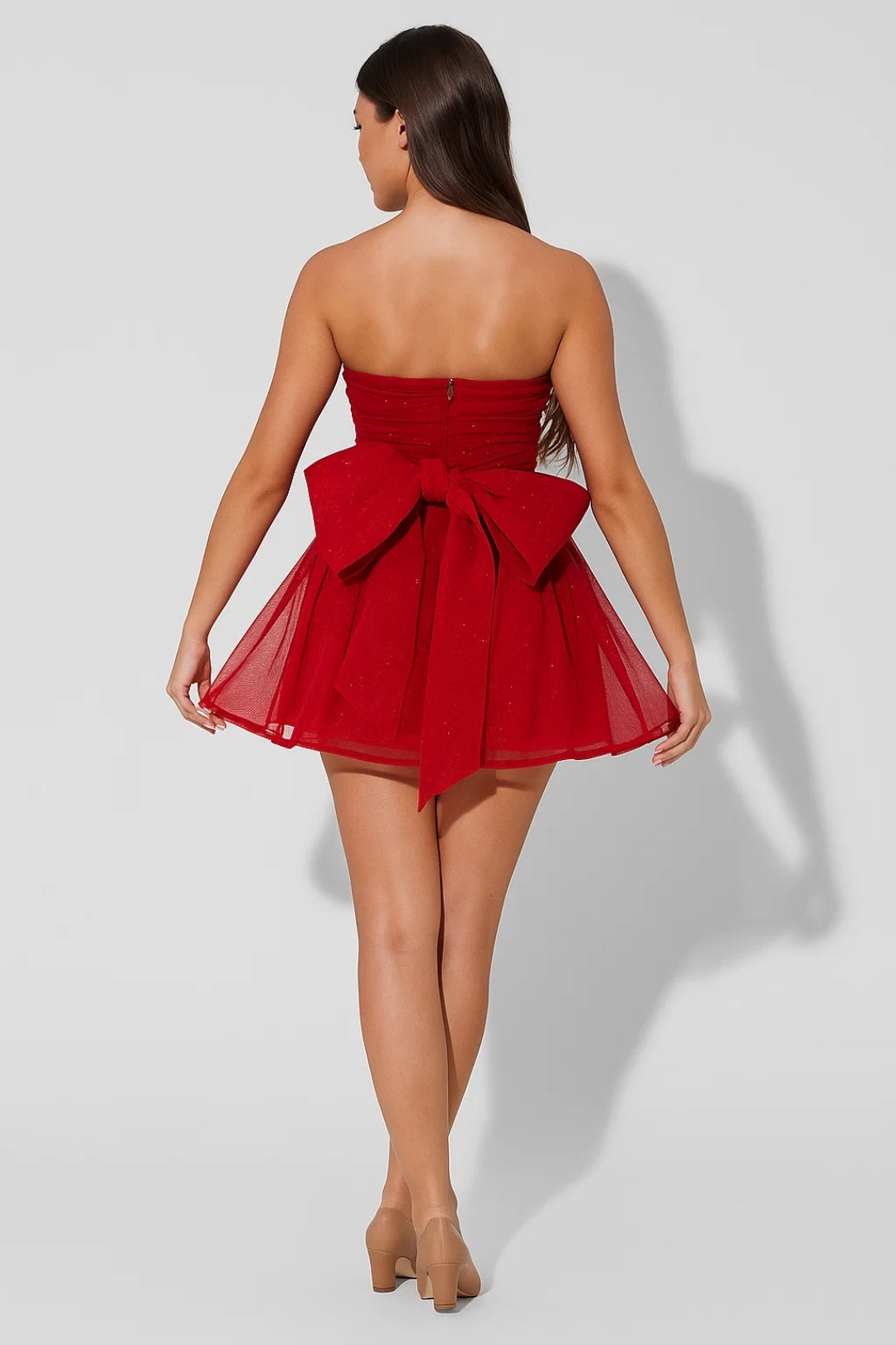 Solea Women’s Cocktail Dress | Strapless | Short Tulle Skirt with Glitter Effect