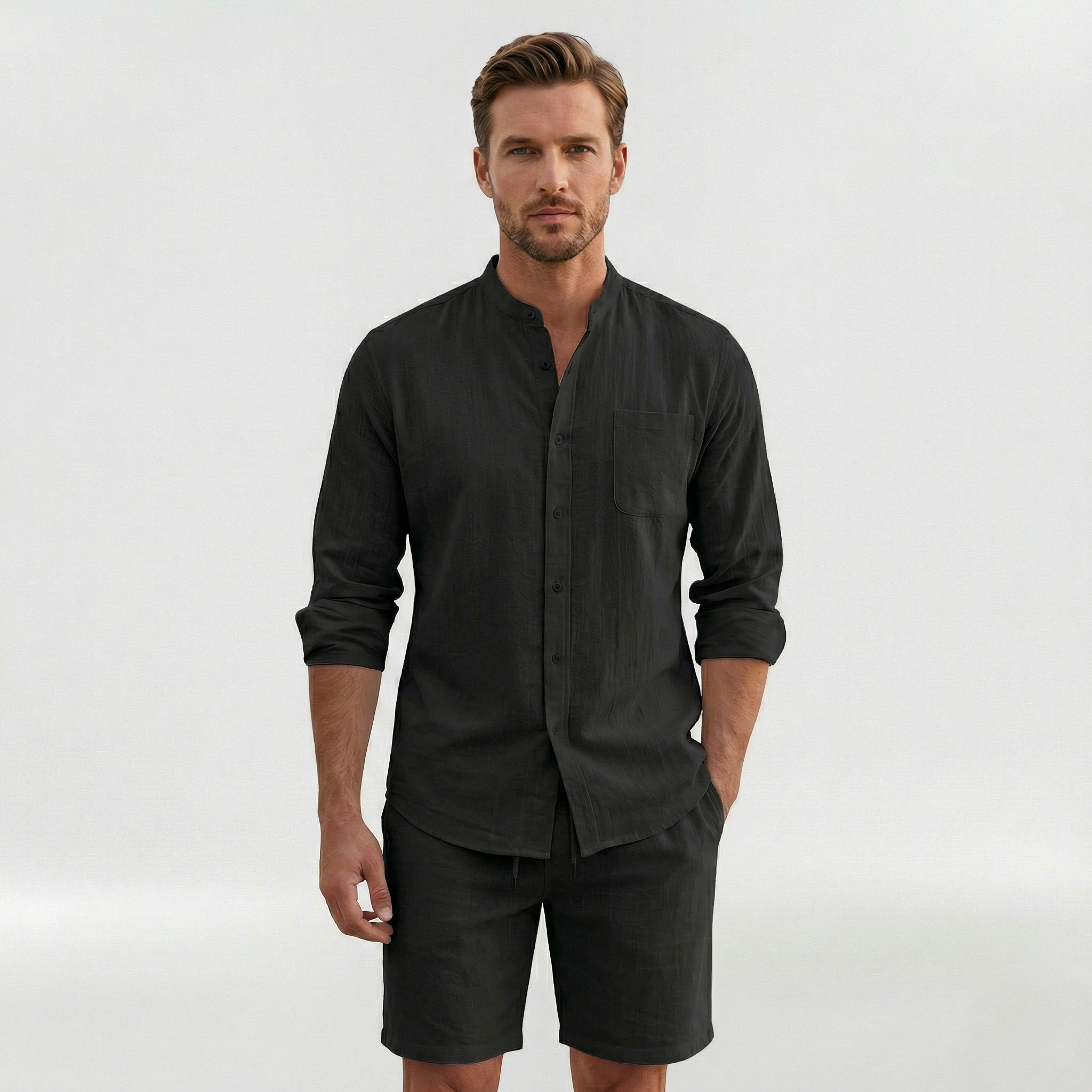 Men’s Relaxed-Fit Shirt and Shorts Set for a Casual Summer Style