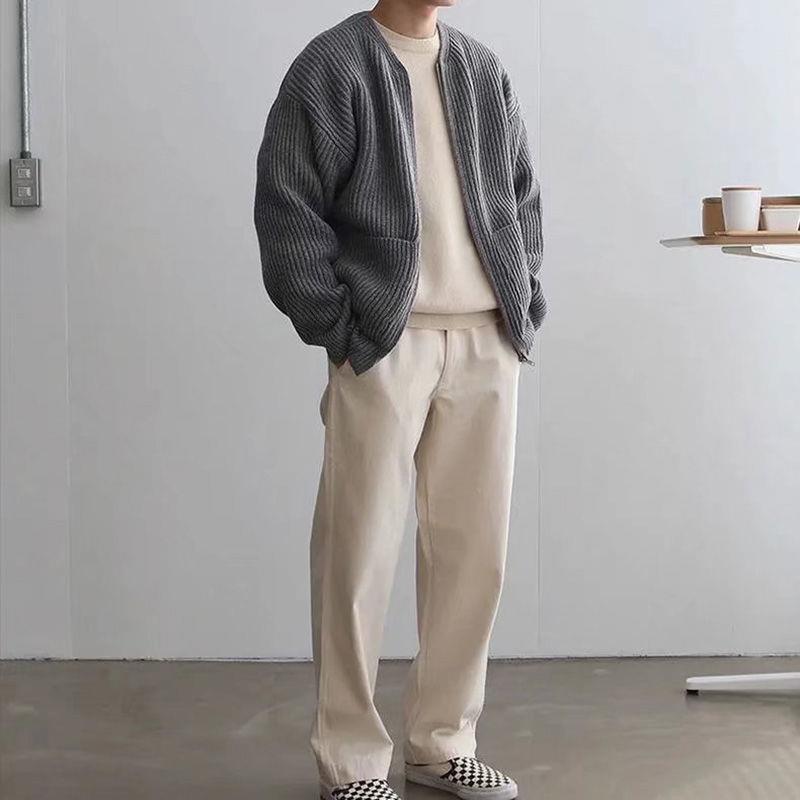Dennis | Men's Ribbed Zip-Up Bomber Cardigan