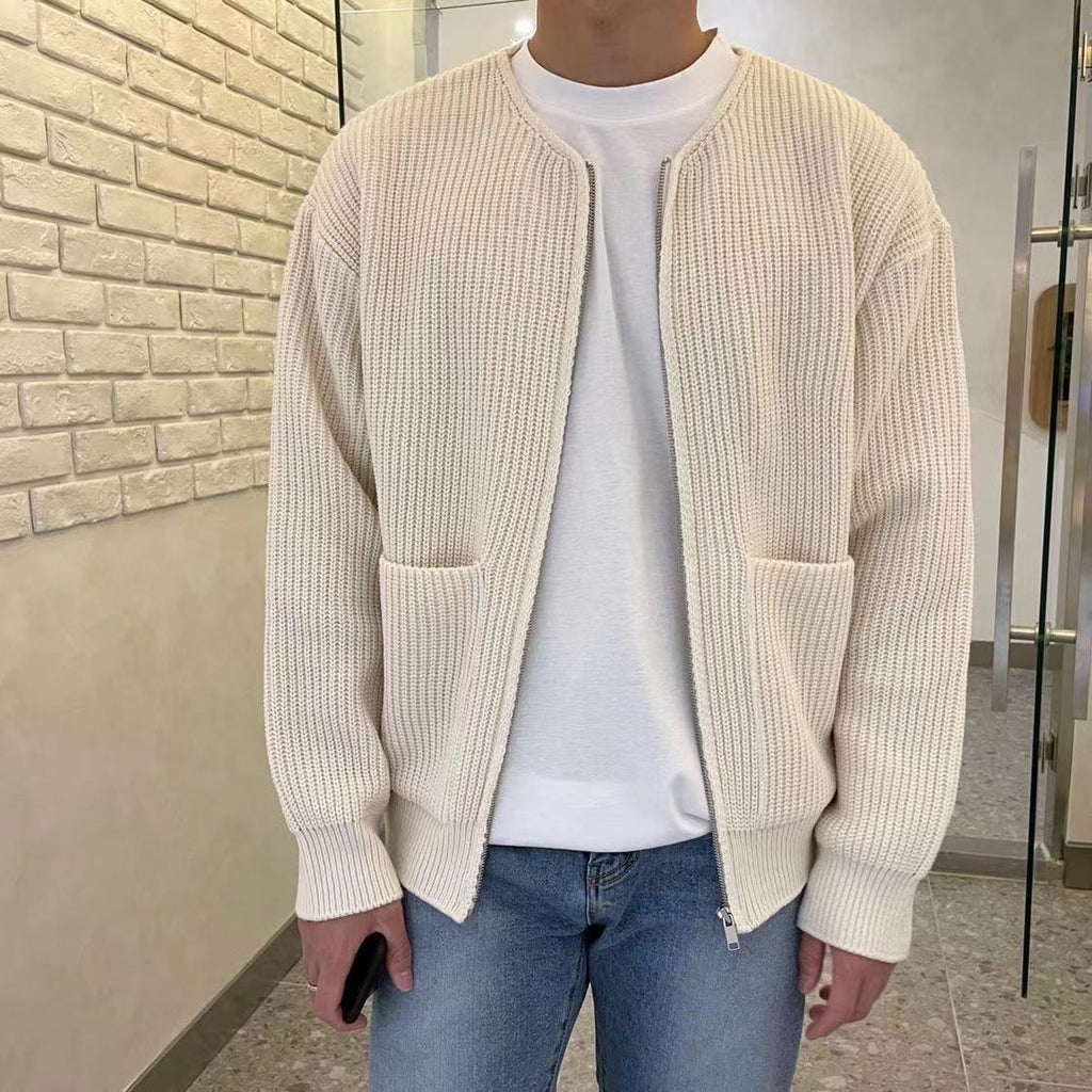Dennis | Men's Ribbed Zip-Up Bomber Cardigan