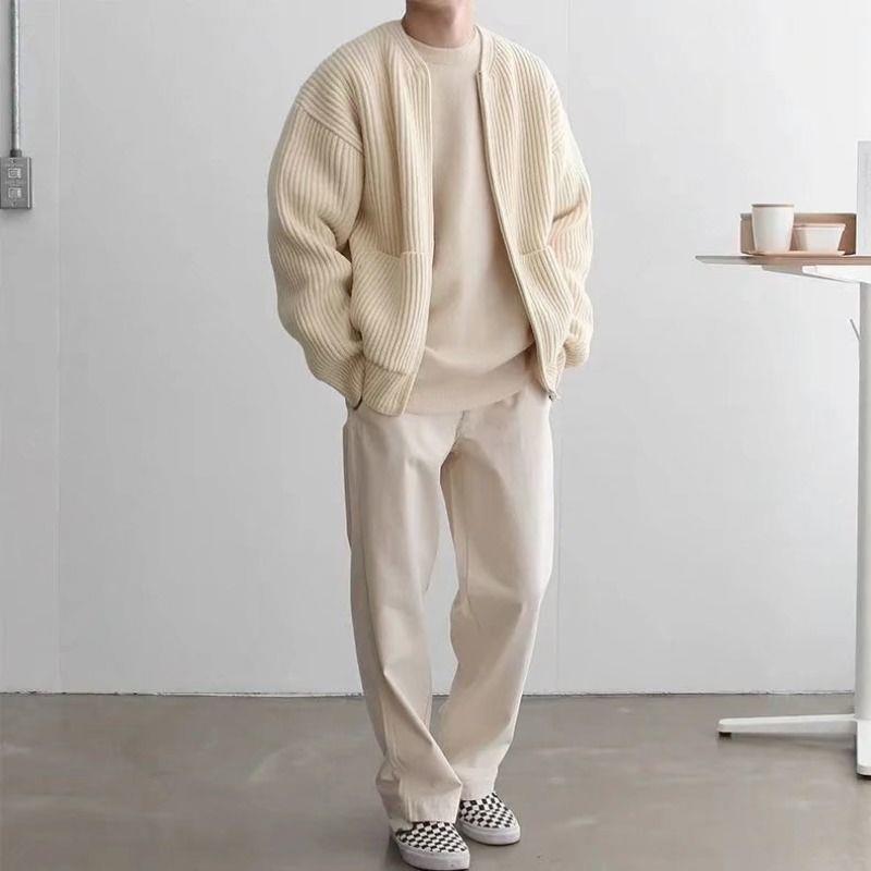 Dennis | Men's Ribbed Zip-Up Bomber Cardigan