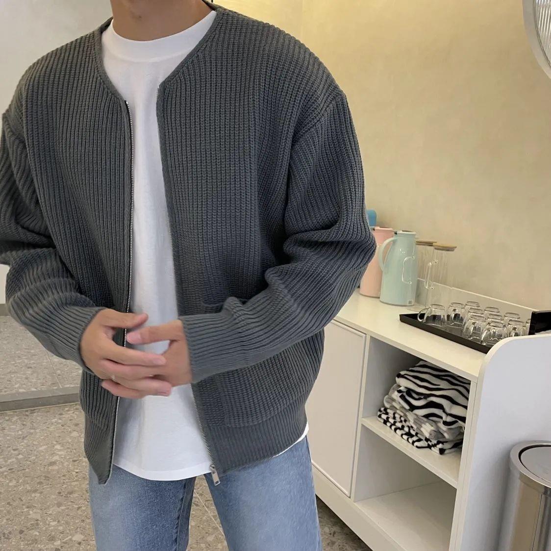 Dennis | Men's Ribbed Zip-Up Bomber Cardigan