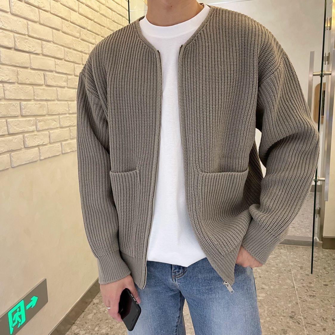Dennis | Men's Ribbed Zip-Up Bomber Cardigan