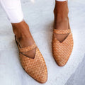 Women's Woven Flats with V-Cut Detail and Cross Strap