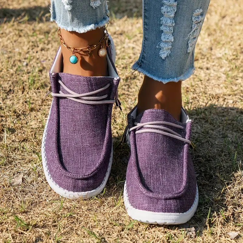 Women's Loafers with Lace-Up Detail and White Sole