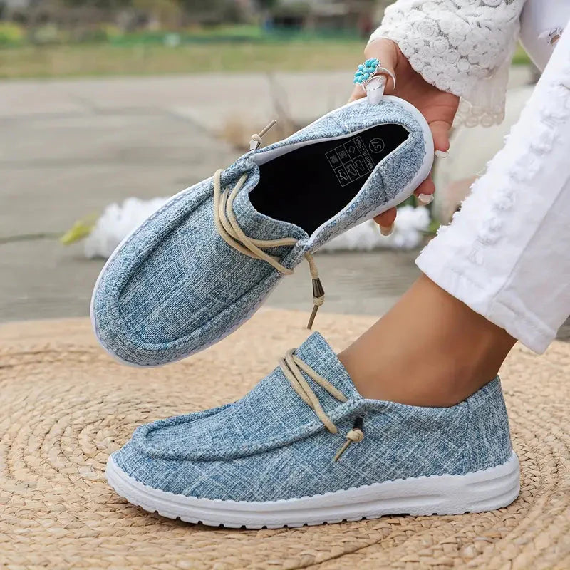 Women's Loafers with Lace-Up Detail and White Sole