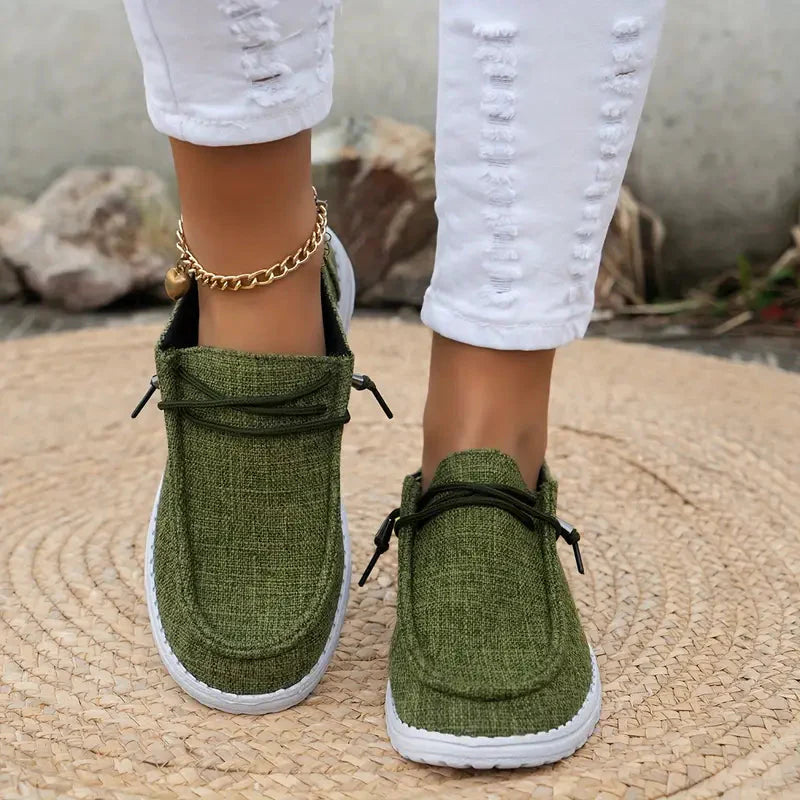 Women's Loafers with Lace-Up Detail and White Sole