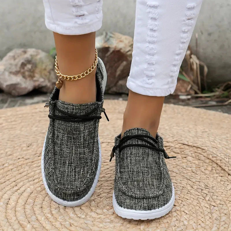 Women's Loafers with Lace-Up Detail and White Sole