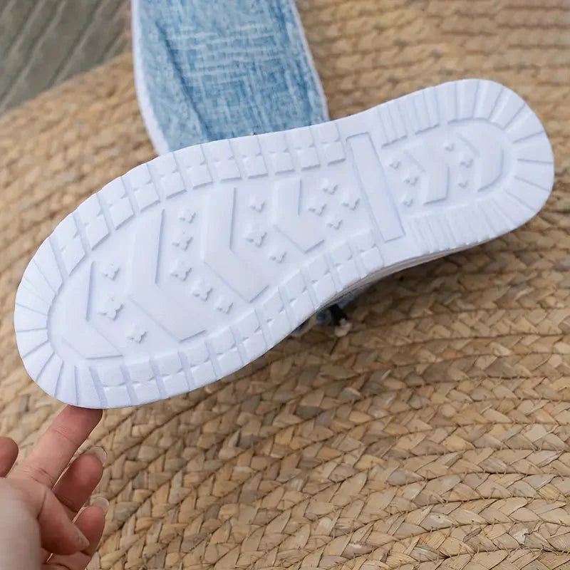 Women's Loafers with Lace-Up Detail and White Sole