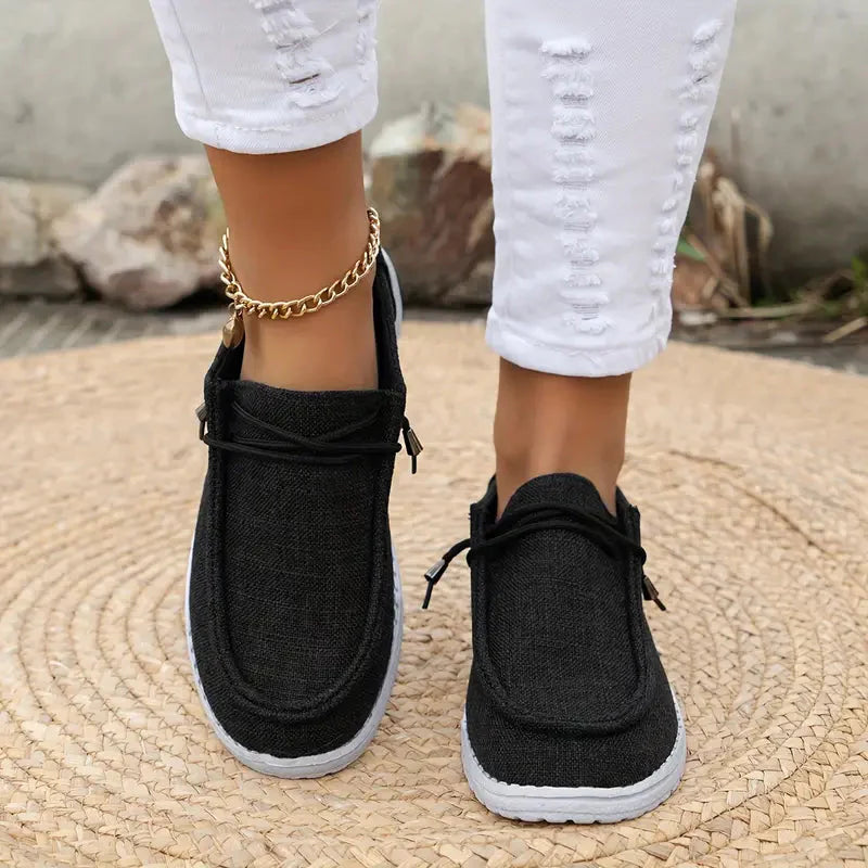 Women's Loafers with Lace-Up Detail and White Sole