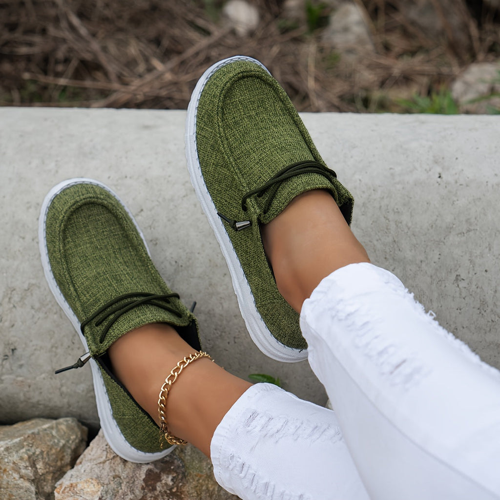 Women's Loafers with Lace-Up Detail and White Sole