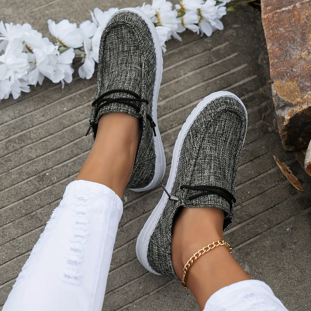 Women's Loafers with Lace-Up Detail and White Sole