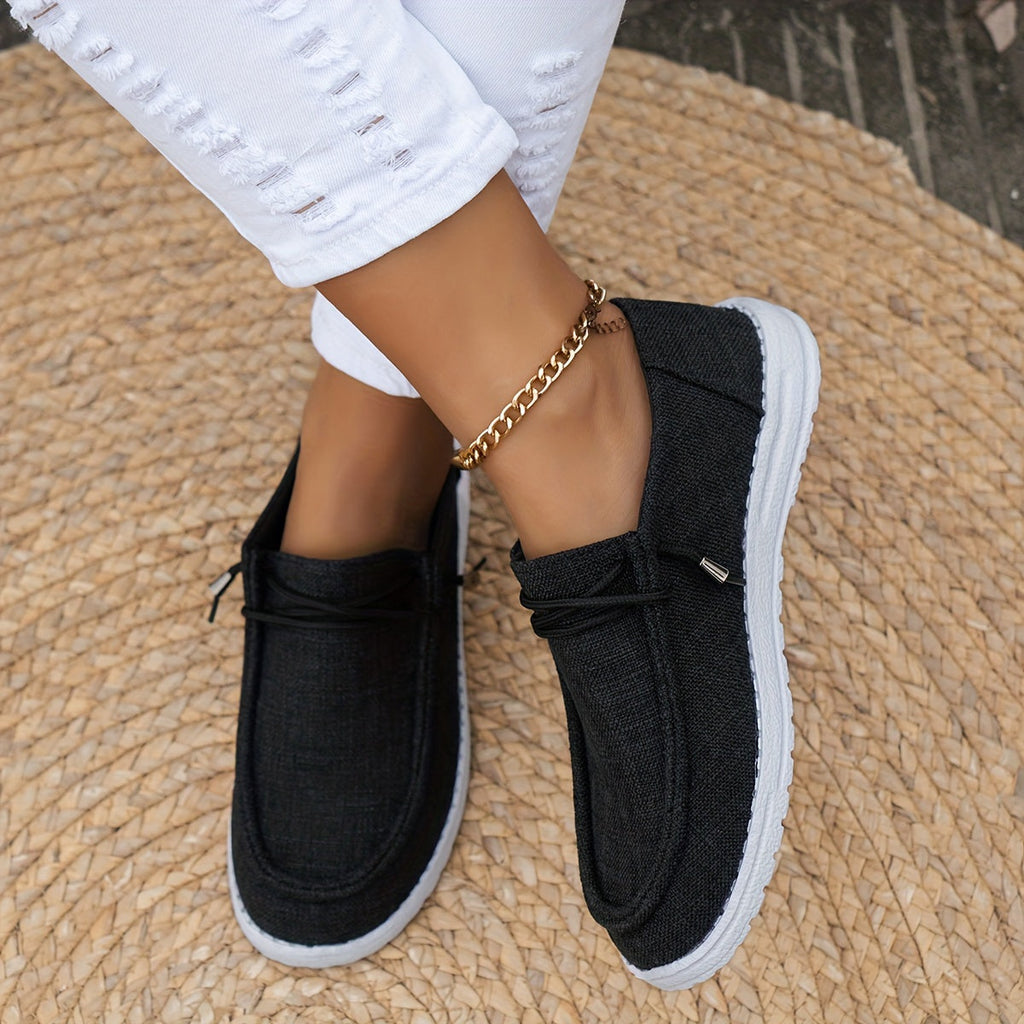 Women's Loafers with Lace-Up Detail and White Sole
