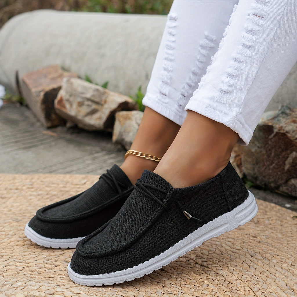 Women's Loafers with Lace-Up Detail and White Sole