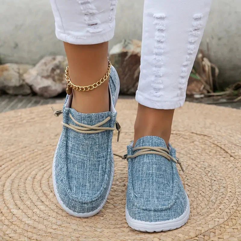 Women's Loafers with Lace-Up Detail and White Sole