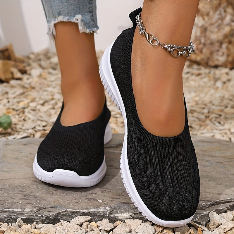 Women's Slip-On Sneakers with Round Toe and Slip-On Design