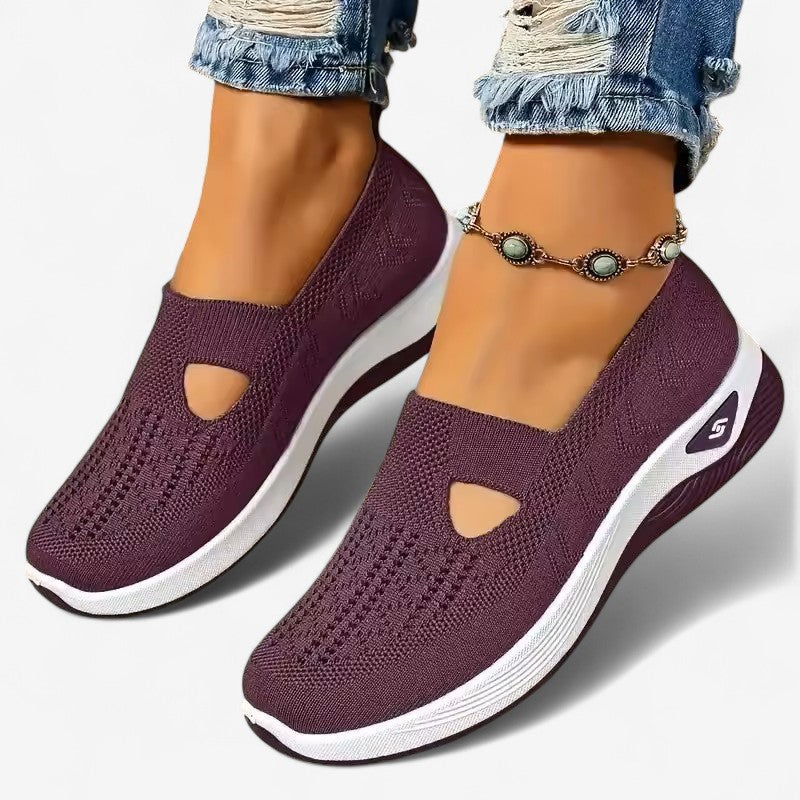 Women's Slip-On Sneakers with Cut-Out Detail and Textured Sole