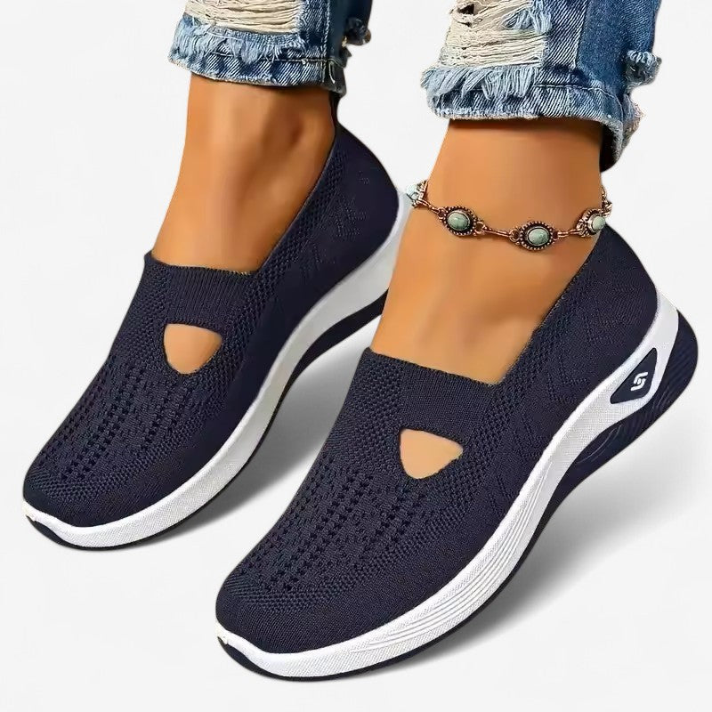Women's Slip-On Sneakers with Cut-Out Detail and Textured Sole