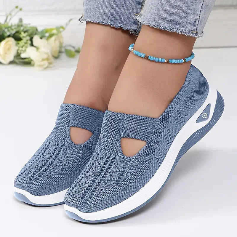 Women's Slip-On Sneakers with Cut-Out Detail and Textured Sole