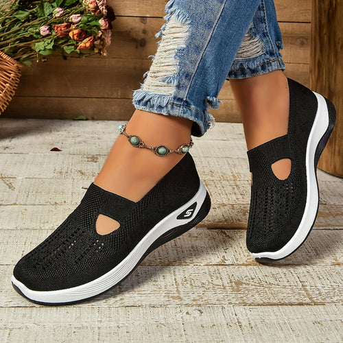 Women's Slip-On Sneakers with Cut-Out Detail and Textured Sole