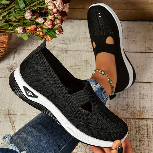Women's Slip-On Sneakers with Cut-Out Detail and Textured Sole